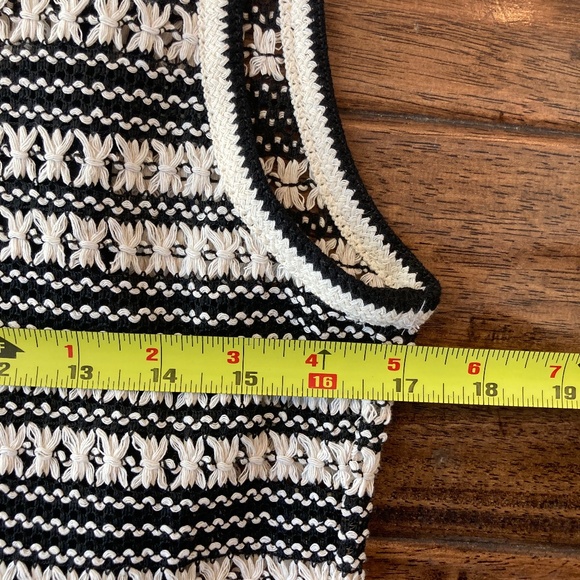 J. Crew Collection Crochet Midi Dress in Stripe Womens S Ivory Black Resortwear - Picture 14 of 16